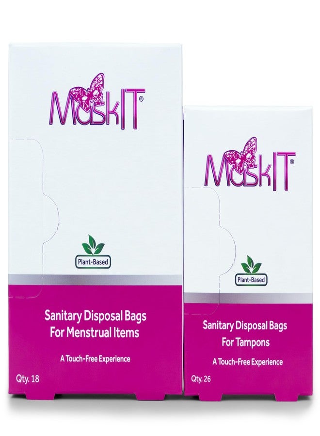 MaskIT Sanitary Napkin & Tampon Disposal Bags Duo Pack: Plant-Based Disposal Bags for Sanitary Napkins, Tampons, Applicators, Pads, Period Panties, and Menstrual Discs — 2 Pack, 44 Count - Image 1